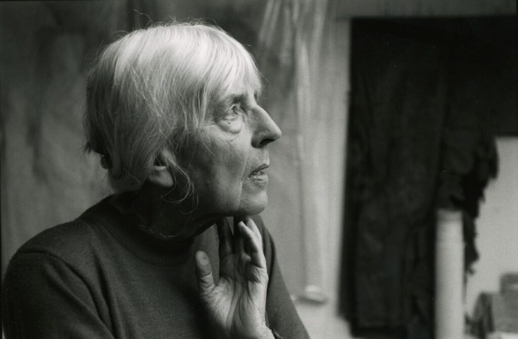 Black and white portrait of artist Adriena Šimotová.